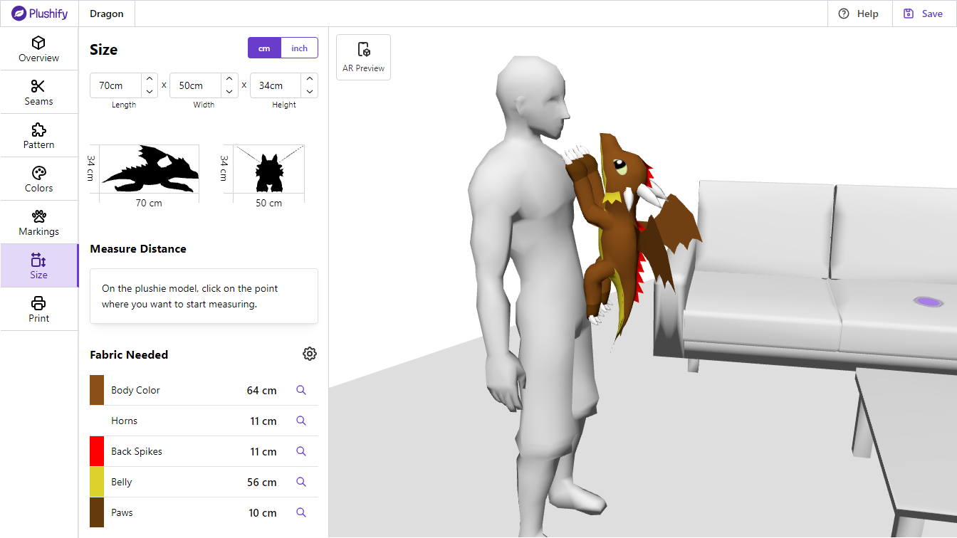 Setting the Plushie size Plushify Guide